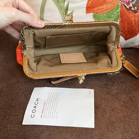 VINTAGE COACH KISSLOCK BAG 7553 GOLDEN PYTHON OPTIC SIGNATURE CANVAS LTD ED NWOT - Picture 13 of 15